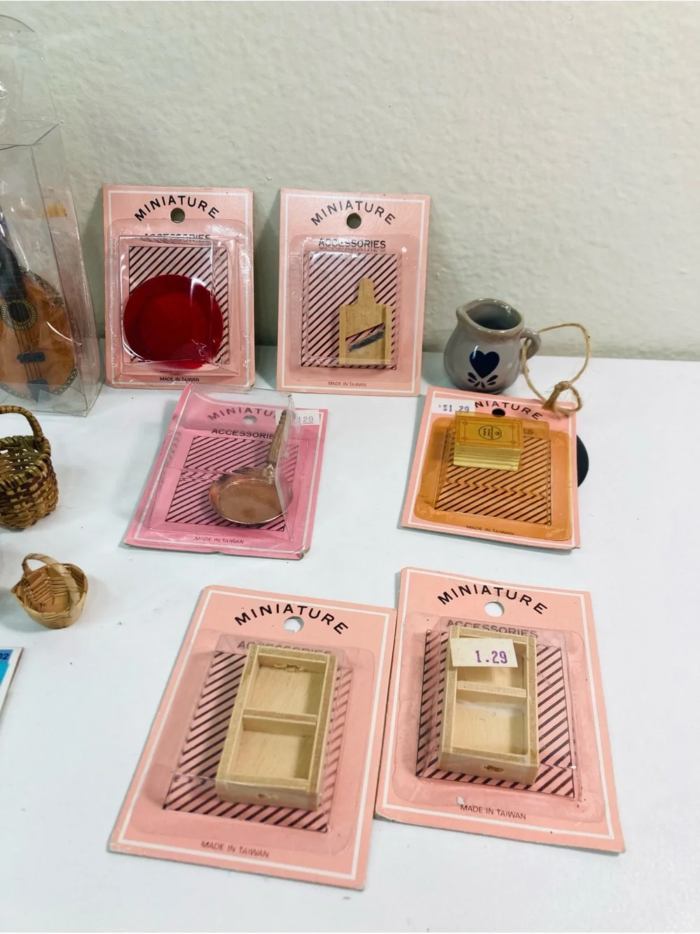 23 PieceSet of Miniatures Including: Wicker Basket & Kitchen Accessory Collectio